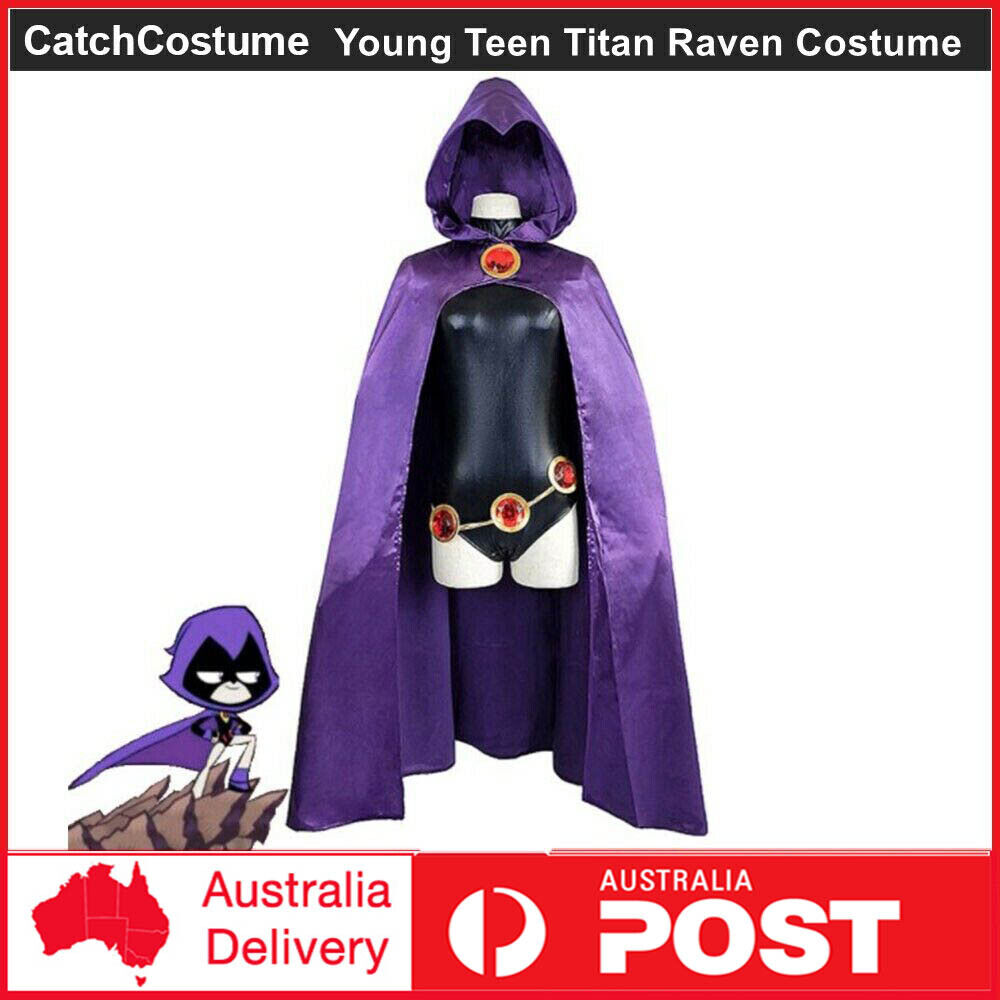 Superhero Raven Young Teen Titan Raven Women Cosplay Costume Bodysuit Cape Cloak