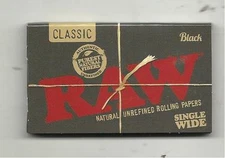 CLASSIC RAW BLACK CIGARETTE NATURAL UNREFINED ROLLING SINGLE WIDE 1.0 PAPER 