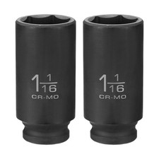 Image of 2pcs 6 Point Impact Socket 1-1/16" Socket 1/2" Square Drive 3.1" Long 40cr Steel