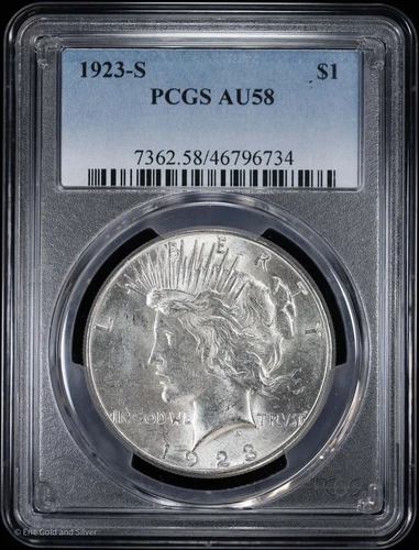 1923-S $1 Peace Silver Dollar PCGS AU 58