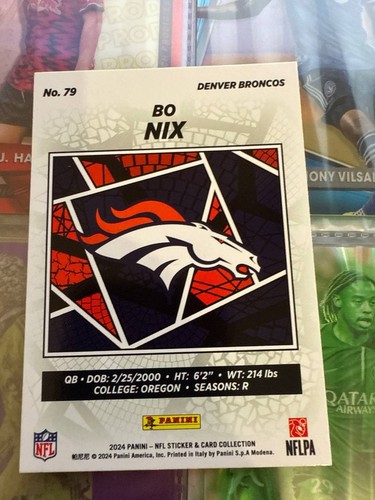 2024 Panini NFL Sticker & Card Collection Bo Nix #79 Rookie RC 003 /199 Gold  - Bild 2 von 2