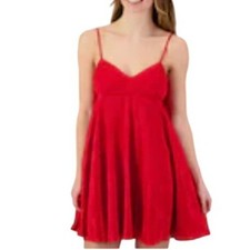 Charmed Hearts Red Floral Satin Jacquard Mini Dress Oversized Back Bow S NEW