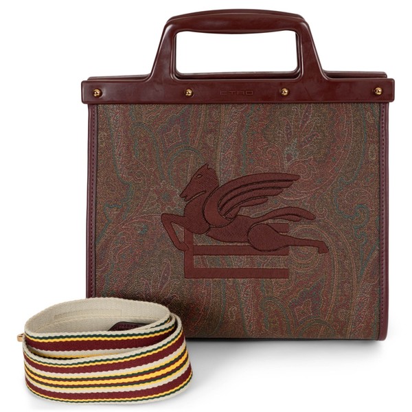 72983 Original Etro Burgunderrot Paisley Canvas 2023 LOVE TROTTER MEDIUM TRAGETASCHE Tasche