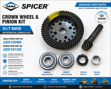 Kit de rueda y piñón corona Dana Spicer 32010090 51/7 para Bomag 32010125 - OEM