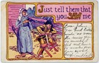 Antique 1904 Weird Humor Postcard Lady w Guns Threatens Man Tell Them You SAW Me — photo 1