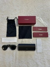  2795 Authentic Cartier Santos Pilot Sunglasses Brown Gold Set CT0088S 001 61