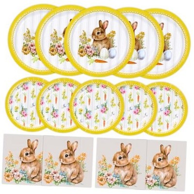 Happy Easter Party Supplies 150 Count Disposable Tableware Set 9'' Paper EASTER