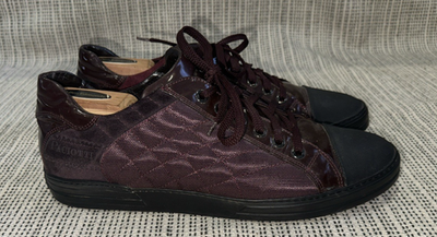 CESARE PACIOTTI QUILTED BURGANDY LEATHER NYLON SUEDE RUBBER  display picture 1