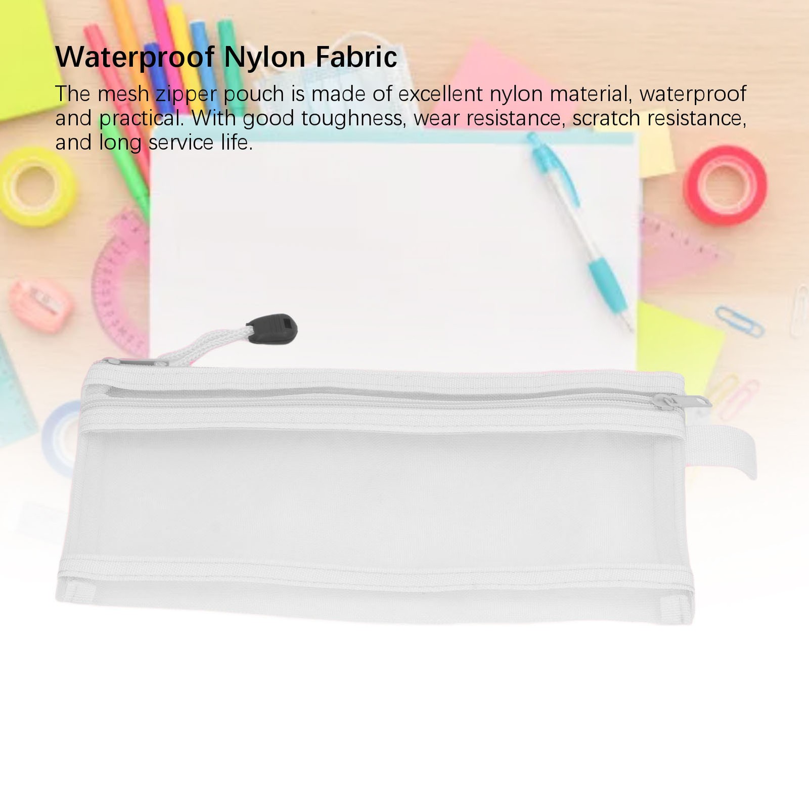 10PCS Double Layer Mesh Bags Waterproof Nylon File Pouch For A6 Paper Stationery