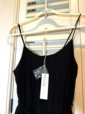 Bluivy Women s Dress Size Large Black Spaghetti Strap Flowy Boho NWT