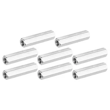 8-Pack M4 x 0.7 Hex Coupling Nuts, 30mm 304 Stainless Steel Threaded Connector