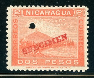 NICARAGUA MNH ABNCo SPECIMEN Specialized: MAXWELL #161 2P Salmon Momotombo $$$