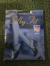 Women's Silky Fit Pantyhose Control Top Sheer Cotton Crotch Sandalfoot Sz:B Navy