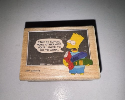 #ad 🔥 The Simpsons Rubber Stamp Stampede 1991 Matt Groening Stay in School VTG $45.00