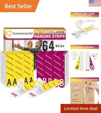 Heavy Duty XL 64 Strips – Damage-Free Wall Hanging Solution for Home Decor 0.50 per strip