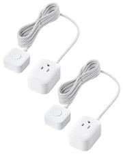 6FT Extension Cord with On/Off Switch, 3-Prong Flat Braided Power Cable, 2 Pack