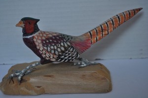 Angawa Art Studio Wood Ring Necked Pheasant Figurine