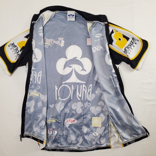 Voler Black Yellow White Bay 101 Casino Y2K M Full Zip Cycling Jersey Shirt Top - Picture 9 of 16