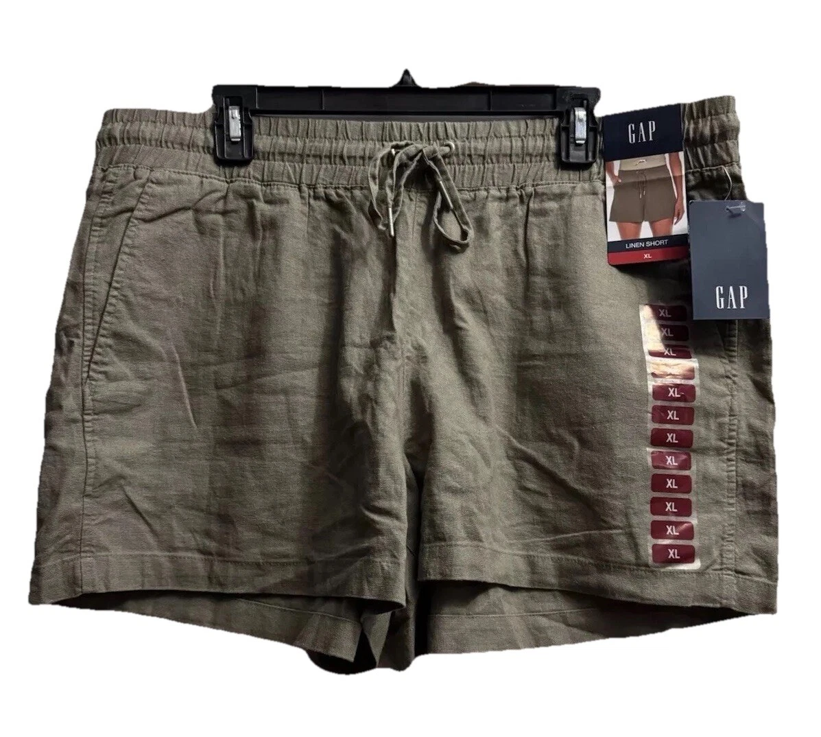 NWT GAP Women's Linen Drawstring Shorts Olive Sage Sz XL, MSRP: $49.95