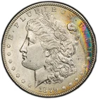 1879-P PCGS AU53 Morgan Dollar w/ Stunning Vivid Rainbow Toning & PQ Eye Appeal
