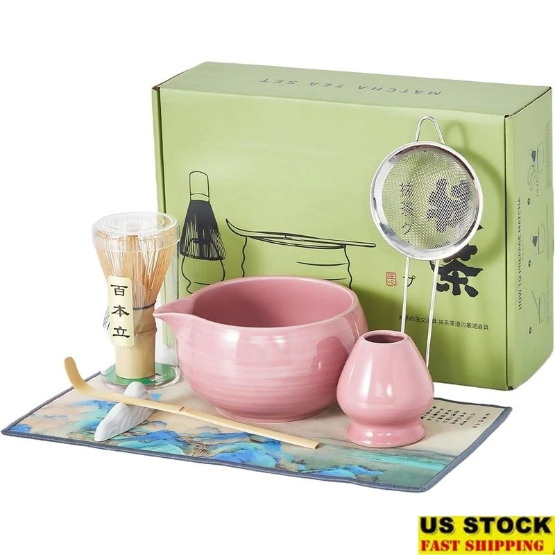 Complete Matcha Set Bamboo Whisk Bowl Sifter Spoon Holder Gift Tea Kit New