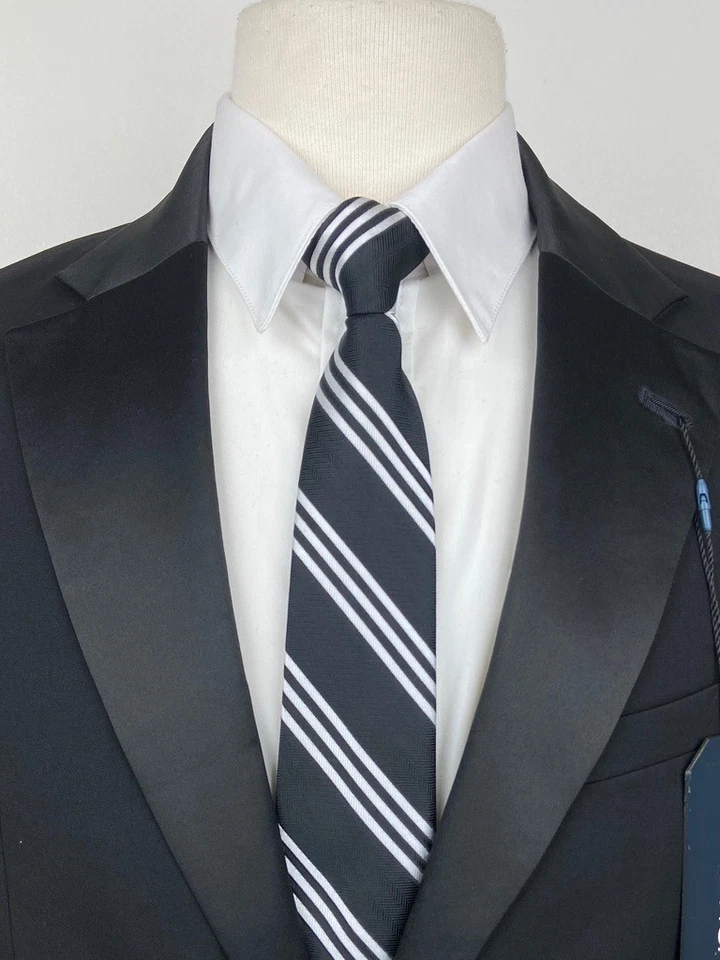 NUEVO TRAJE DE ESMOQUIN NAUTICA para hombre 36R negro liso 2 piezas con pantalones de vestir 30x30 Foto 2 de 4