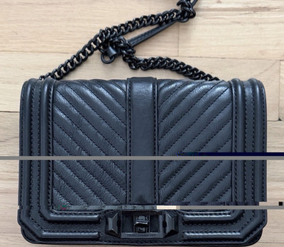 Rebecca Minkoff Black Quilted Chevron Chain Strap Turn Lock Shoulder Bag