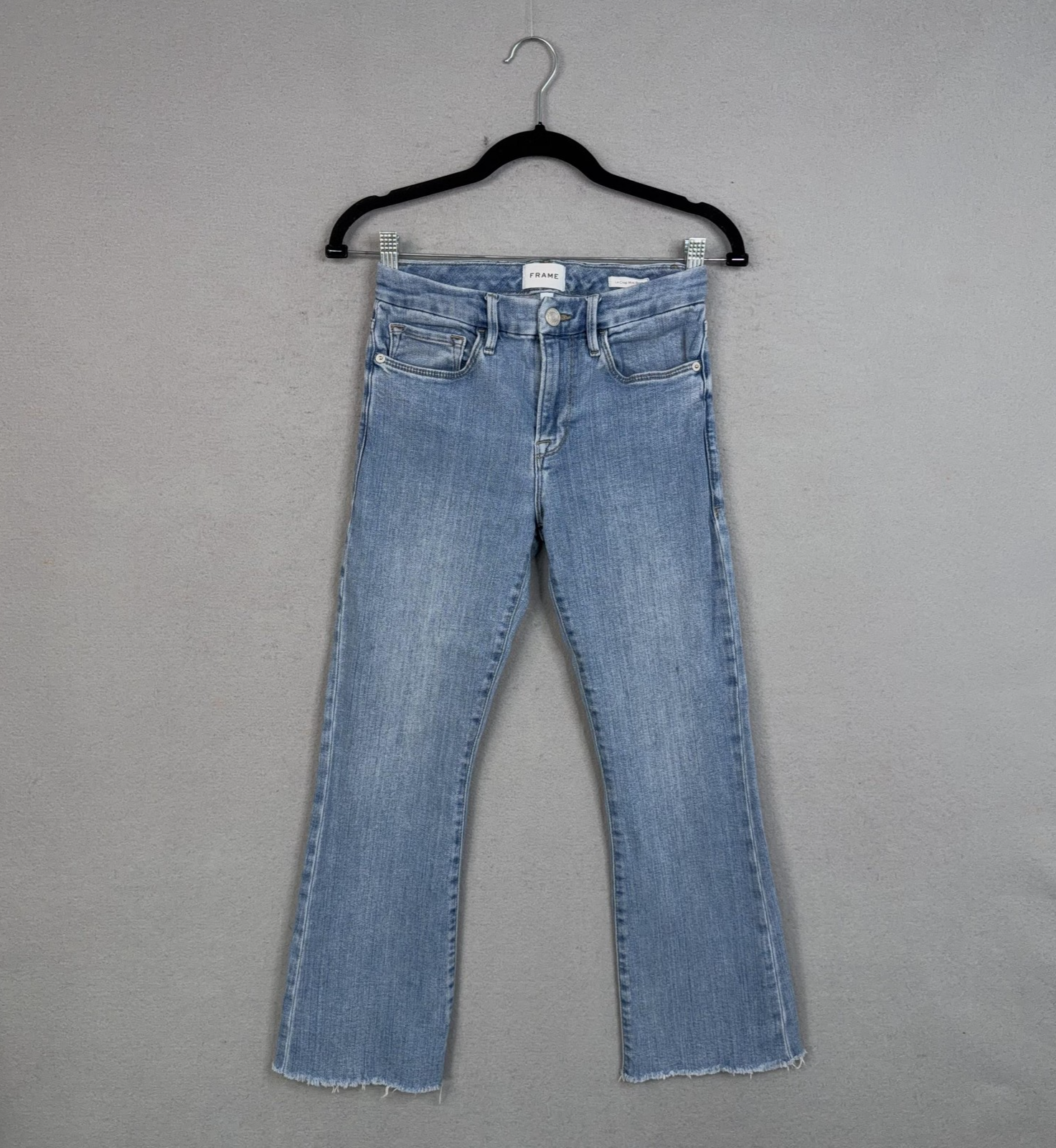 Frame Jeans Womens 26 Le Crop Mini Boot Mid Rise Bootcut Raw Hem Stretch Denim