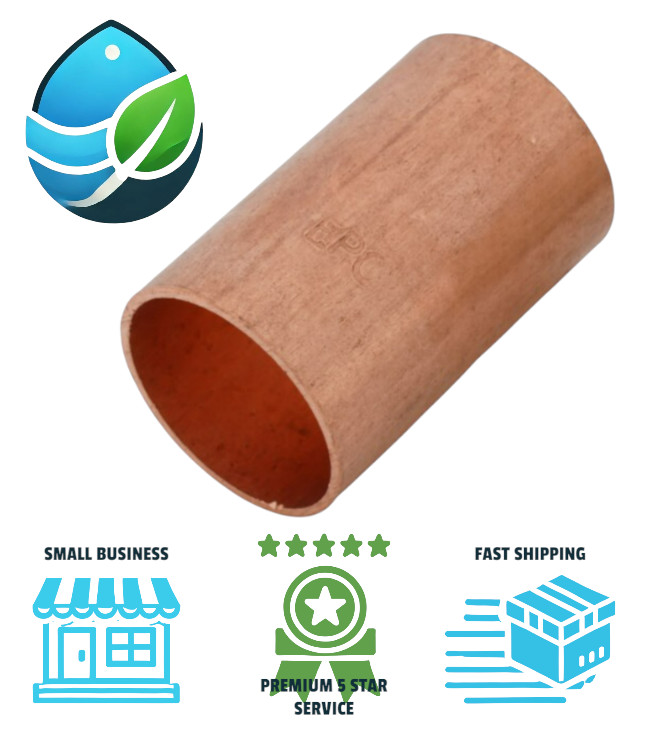 1" Inch Copper Coupling With Stop For Irrigation and Plumbing -  30908