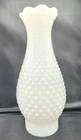 Hobnail Glass Hurricane Lamp Shade Milk Glass Ruffle Top 10" Chimney Vtg 3" Base