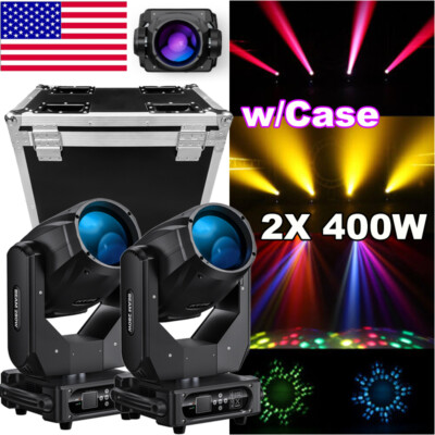 2PC 400W 10R LED RGBW Moving Head Spot Stage Lighting 17Gobos Beam DMX DJ W/Case