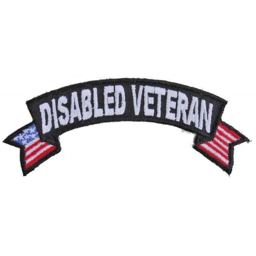 Disabled Veteran Rocker Sew on Iron on Embroidered Patch  3.1/2" x .1/2"
