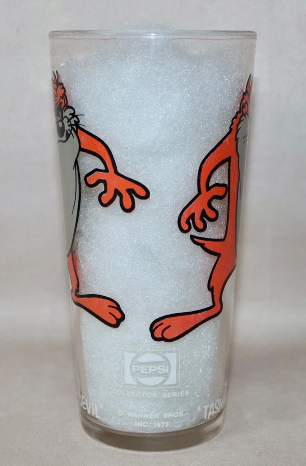 Tasmanian Devil Pepsi Naranja/Gris Brockway F59 Vidrio Warner Bros WL 16 OZ 1973 Foto 3 de 4