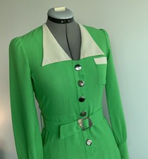 Vintage Dress Green, Elegant, Special Occasions XS/8/10 See Description