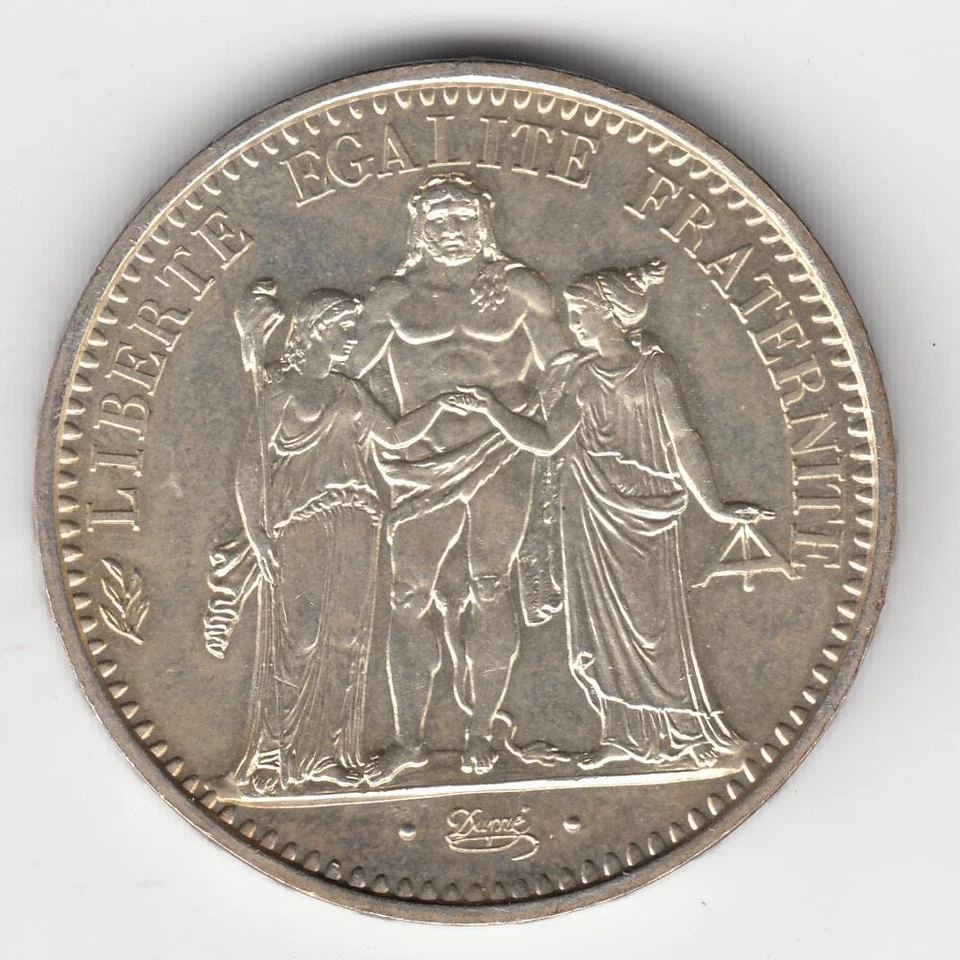 Moeda 1972 França 10 francos Hércules e Ninfas 37mm 25gr PRATA 900 #37 - Imagem 2 de 2