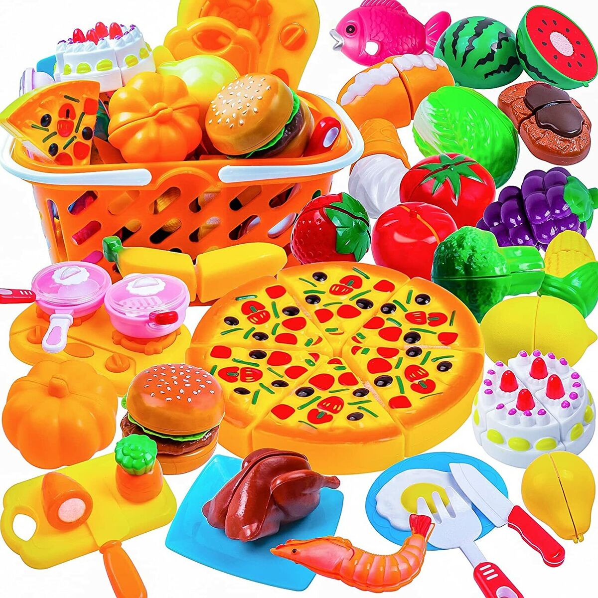 Kids Pretend Role Play Kitchen Fruit Vegetable Food Toy Cutting Set Gift