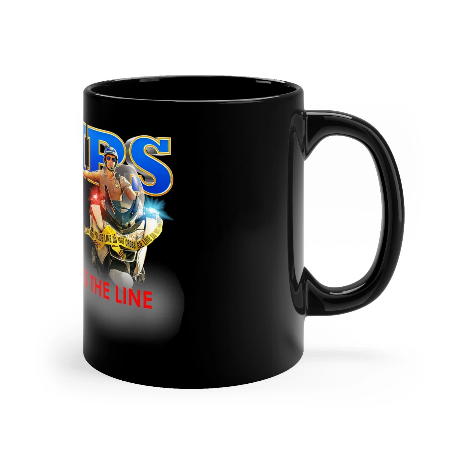 CHIPS Police Retro Movie 11oz Coffee Tea Black Mug