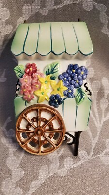Vtg Ceramic An Enterprise Exclusive E.S.D Flower Cart Wall Plaque