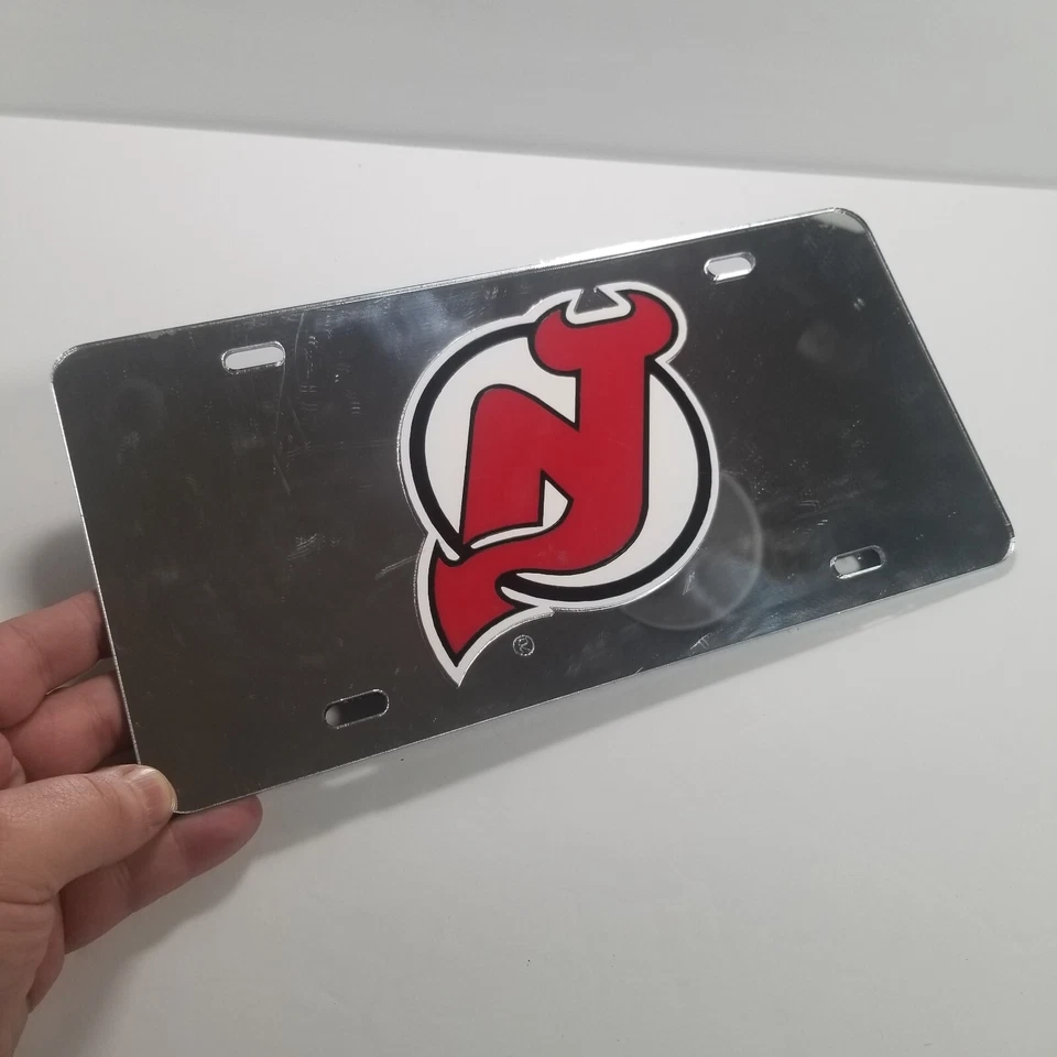 NHL New Jersey Devils Laser Art Work Collection License Plate Tag - Silver - Image 4 of 4