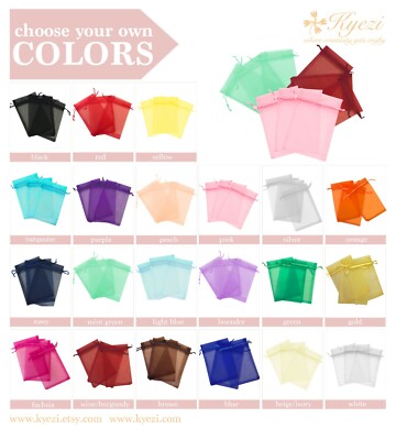 2''x3'', 3''x4'', 4''X6'', 5''x7'' Choose Your Own Colors Sheer Drawstring Organza Bags