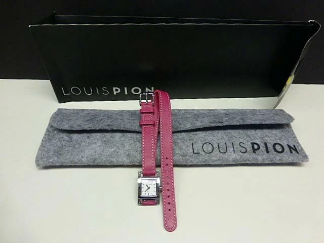 New Louis Pion France Ladies Quartz Steel Wrap Pink Leather