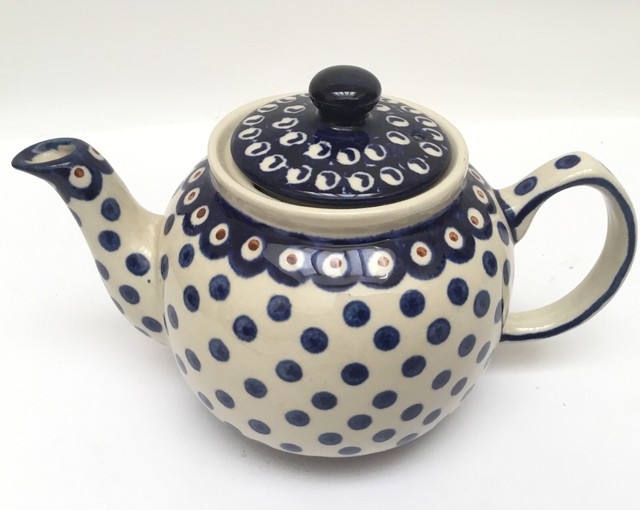 Boleslawiec Polish Pottery Peacock Eyes Teapot 4 Cup eBay