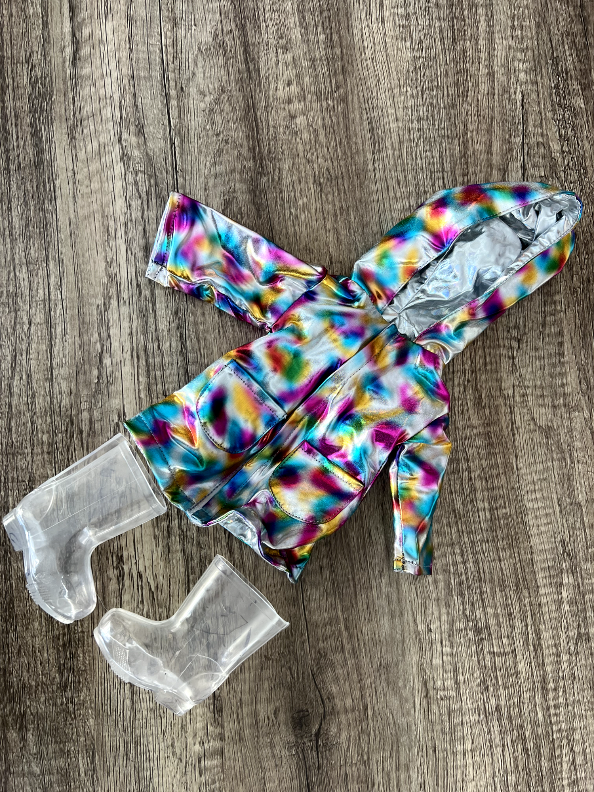 Colorful Raincoat and Clear Boots Set for American Girl Dolls-image