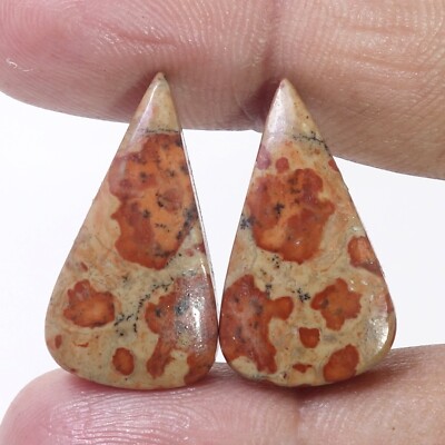 28.40 Ct 100% Natural Pear Asteroid Picture Jasper Match Pair Cabochon Gemstone