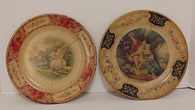 Vintage Baret Ware Tin Plates 2 ea Made In England The Idyll & Love Letter