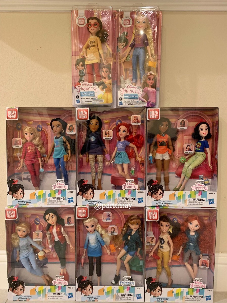 SET of X Disney Princess Comfy Squad Belle Rapunzel From the Movie