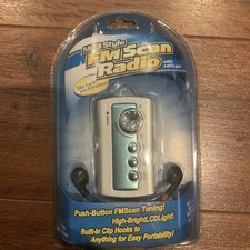 New MP3 STYLE Electro Brand FM Scan Radio Model 709 SILVER/BLUE LED Light Clip