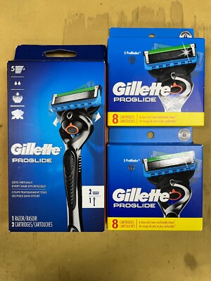1 New Gillette ProGlide Razor and 2 8 Cartridge Packages Bundle