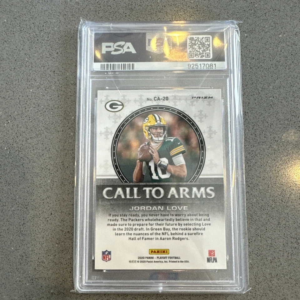 2020 Panini Playoff  JORDAN LOVE Call To Arms Red PSA 10 - Image 2 of 4