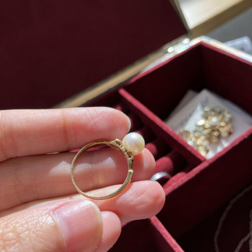 Mikimoto Pearl Ring K14 Engraving No. 12.5 Vitage Jewelry Mikimoto Pearl Ring K14 Engraving No. 12.5 Vitage Jewelry